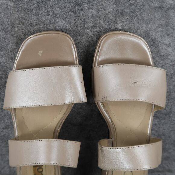 Liz Cole Shoes Womens 8 Sandals Wedge Slides Leather Slip On Double Strap Retro - Picture 7 of 11